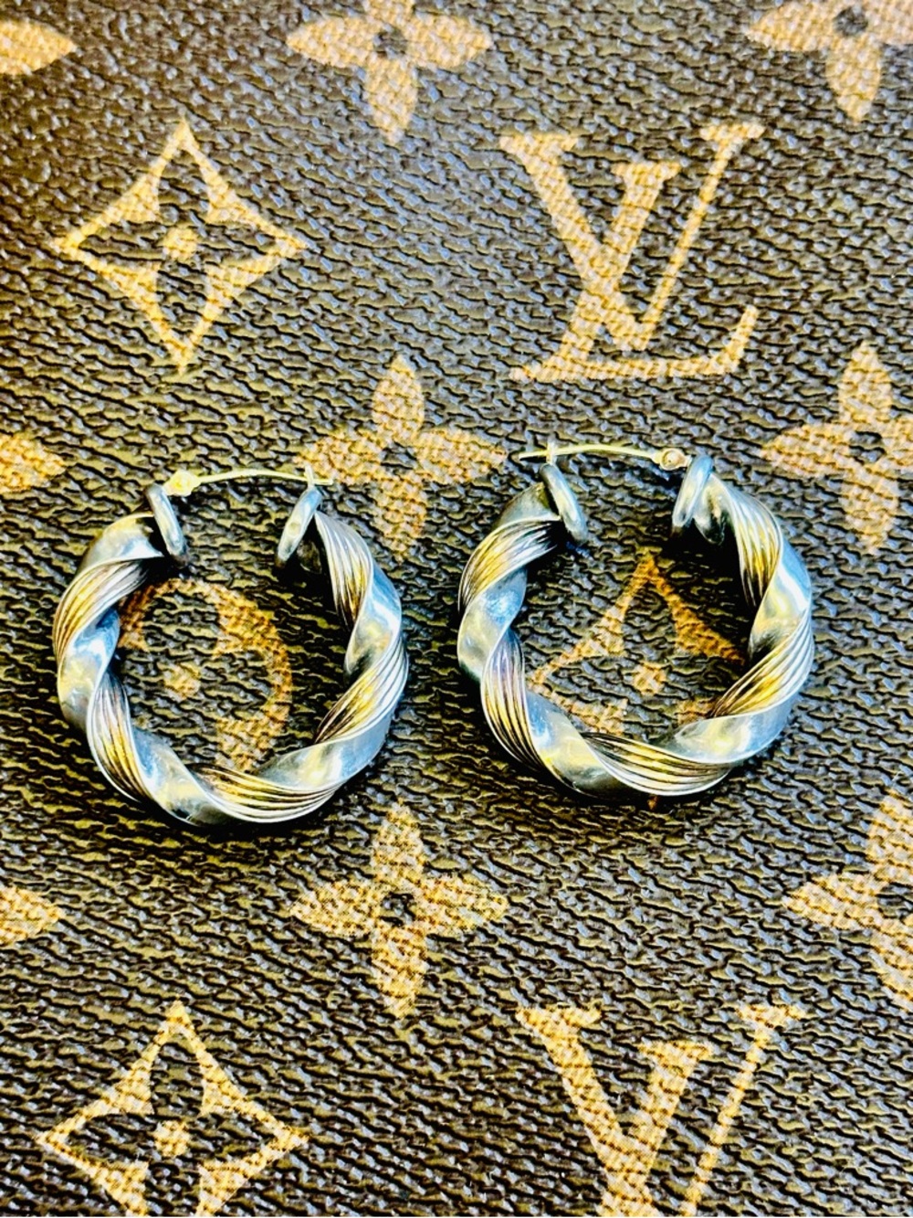Peter Brams Designs Sterling Silver/14 Karat Yellow Gold Hoops For Pierced Ears - Picture 3 of 10